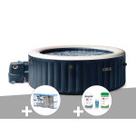 Kit spa gonflable intex purespa blue navy rond bulles 6 places + 6 filtres + kit de traitement brome