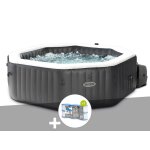 Kit spa gonflable intex purespa carbone octogonal bulles et jets 4 places + 12 filtres