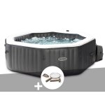 Kit spa gonflable intex purespa carbone octogonal bulles et jets 4 places + kit d'entretien