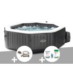 Kit spa gonflable intex purespa carbone octogonal bulles et jets 4 places + kit traitement brome + kit ...