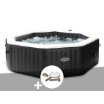 Kit spa gonflable intex purespa carbone octogonal bulles et jets 6 places + kit d'entretien