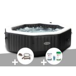 Kit spa gonflable intex purespa carbone octogonal bulles et jets 6 places + kit traitement brome + kit ...
