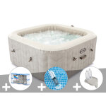 Kit spa gonflable intex purespa chevron carr� bulles 4 places + 6 filtres + aspirateur + porte - verre ...