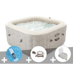 Kit spa gonflable intex purespa chevron carr� bulles 4 places + aspirateur + kit d'entretien + porte ...