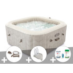 Kit spa gonflable intex purespa chevron carr� bulles 6 places + kit d'entretien + porte - verre + kit ...