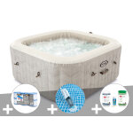 Kit spa gonflable intex purespa chevron carr� bulles 6 places + 6 filtres + aspirateur + kit de traitement ...