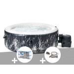 Kit spa gonflable intex purespa galaxie rond bulles avec led 4 places + 6 filtres + kit d'entretien