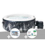 Kit spa gonflable intex purespa galaxie rond bulles avec led 4 places + 6 filtres + kit de traitement ...