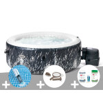 Kit spa gonflable intex purespa galaxie rond bulles avec led 4 places + aspirateur + kit d'entretien ...