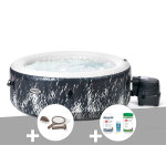 Kit spa gonflable intex purespa galaxie rond bulles avec led 4 places + kit d'entretien + kit de traitement ...