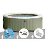Kit spa gonflable intex purespa olive rond bulles 6 places + aspirateur + kit d'entretien + porte - verre ...
