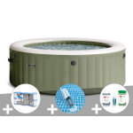 Kit spa gonflable intex purespa olive rond bulles 8 places + 6 filtres + aspirateur + kit de traitement ...