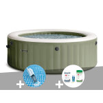 Kit spa gonflable intex purespa olive rond bulles 8 places + aspirateur + kit de traitement brome