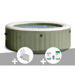 Kit spa gonflable intex purespa olive rond bulles 8 places + porte - verre + kit de traitement brome