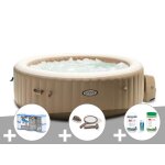 Kit spa gonflable intex purespa sahara rond bulles 4 places + 6 filtres + kit d'entretien + kit traitement ...