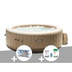 Kit spa gonflable intex purespa sahara rond bulles 4 places + 6 filtres + kit traitement brome