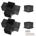 Kit de supports pour pergola - duoku - ensemble de 4 - supports de poteaux bois 142x142 mm - 2 connecteurs ...
