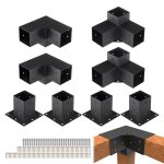 Kit supports de pergola - vevor - 10x10 cm support de poteau bois de menuiserie 4 supports d'angle - ...