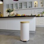 Kitchen move poubelle de cuisine a p�dale forest - 30l - blanc mat