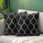 Kjakl - housse de coussin noir et or 45x45 lot de 2 géométrique doux décoratif carré velours taies d'oreiller ... Kjakl - housse de coussin noir et or 45x45 lot de 2 géométrique doux décoratif carré velours taies d'oreiller ...