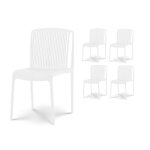 Kosmi - lot de 4 chaises de jardin ou terrasse blanches en r�sine polypropyl�ne