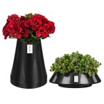 Kpl pot de fleurs pour le cimeti�re flacon 25x20 cm + pot Ø 25 cm graphite plastique lisse