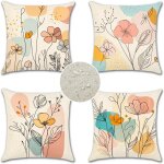 Ksfal - extrieur housses de coussin 45x45 cm lot de 4 housse coussin extrieur impermable lin coussin ...