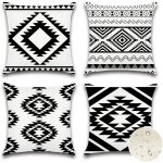 Ksfal - extrieur housse de coussin noir, lot de 4 impermable gomtrique motif canap taie d'oreiller ...