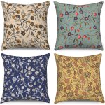 Ksfal - housse de coussin 40x40 cm, lot de 4 dcoratives pour canap vintage boho fleur beige vert bleu ...