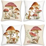 Ksfal - housse de coussin automne champignon 45x45 cm champignons rouge marron animaux velours doux décoratif ... Ksfal - housse de coussin automne champignon 45x45 cm champignons rouge marron animaux velours doux décoratif ...