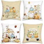 Ksfal - housse de coussin citrouilles automne 45x45 cm gnome feuille camion orange décoratif taie d'oreiller ... Ksfal - housse de coussin citrouilles automne 45x45 cm gnome feuille camion orange décoratif taie d'oreiller ...