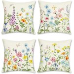 Ksfal - housse de coussin fleurs 45x45 cm feuilles fleurs colorées décoratif taie d'oreiller pour canapé ... Ksfal - housse de coussin fleurs 45x45 cm feuilles fleurs colorées décoratif taie d'oreiller pour canapé ...