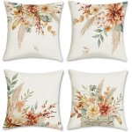 Ksfal - housse de coussin fleurs boho 45x45 cm fleurs feuilles eucalyptus décoratif taie d'oreiller pour ... Ksfal - housse de coussin fleurs boho 45x45 cm fleurs feuilles eucalyptus décoratif taie d'oreiller pour ...