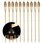 Kyaoayo - lot de 10 torches de jardin en bambou avec mche, torches a huile, torches d pour lextrieur, ...