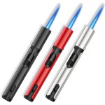 Kyaoayo - jetflamme briquet rechargeable tempte 3 pices bote - cadeau flamme tige jet long pour bougies, ...