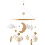 Kyaoayo - mobile bois mouton bb carillons avec boules feutre bois etoile lune bb fille mobile lit ...