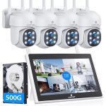 Kyaoayo - ptz kit camra de surveillance wifi avec 10  moniteur, 10ch nvr kit avec 4x2k camra wifi exterieure ...