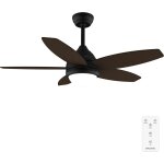Kyaoayo - - ventilateur de plafond avec lumire energysilence aero 4200 black&darkwood - 53 w, diamtre ...