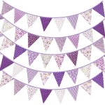 Kyaoayo - whalin e banderole de 12, 2 m en tissu avec 42 fanions violets a motif floral vintage rutilisable ...