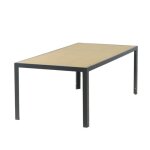 Lagos - table de jardin 200cm en aluminium et avec plateau en verre tremp� effet bois