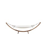 Lagoa ecru : hamac bois sur support 3, 15 m - 1 personne - toile poly - coton