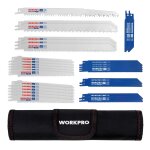 Lames de scie sabre 32 pieces workpro pour bois et m�tal avec sacoche de rangement