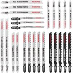 Lames de scie sauteuse a tige en t 25 pieces workpro, fabriquees en hcs / hss / bim, avec etui de rangement ...
