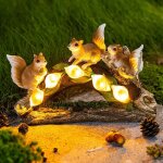 Lampe led solaire en rsine, simulation de paysage de jardin, ecureuil, artisanat, ornement, articles ...
