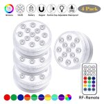 Lampe led submersible etanche, lampe sous - marine lot de 4 lampes rvb 13leds ip68 avec ventouses et ...