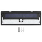 Lampe murale solaire inductive led, tanche ip44, coque noire, lumire blanche, capteur d'clairage extrieur ...