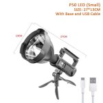 Lampe de poche led portable rechargeable usb p90, projecteur etanche super lumineux avec base trpied ...