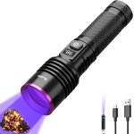 Lampe de poche uv 365nm, lumire uv rechargeable avec ecran lcd, lampes de poche a lumire noire pour ...