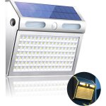 Lampe solaire pour porte d'entree, applique murale solaire ip65, 112 led, blanc chaud, dtecteur de mouvement, ...