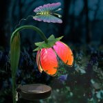 Lampe solaire rose impermable et raliste, lotus des neiges, dcoration murale d'extrieur